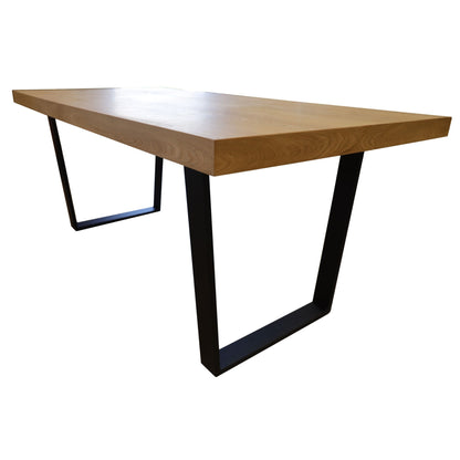 Petunia  Dining Table 210cm Elm Timber Wood Black Metal Leg - Natural