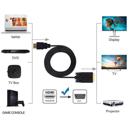 1.8M 6 Feet HDMI Male to VGA Male Cable for Computer, Laptop, PC, Monitor ETC