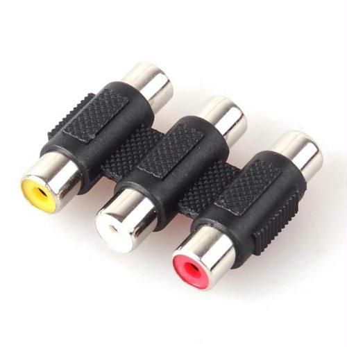 3 RCA AV Audio Video Coupler Female to RCA Female Adapter Joiner Connector