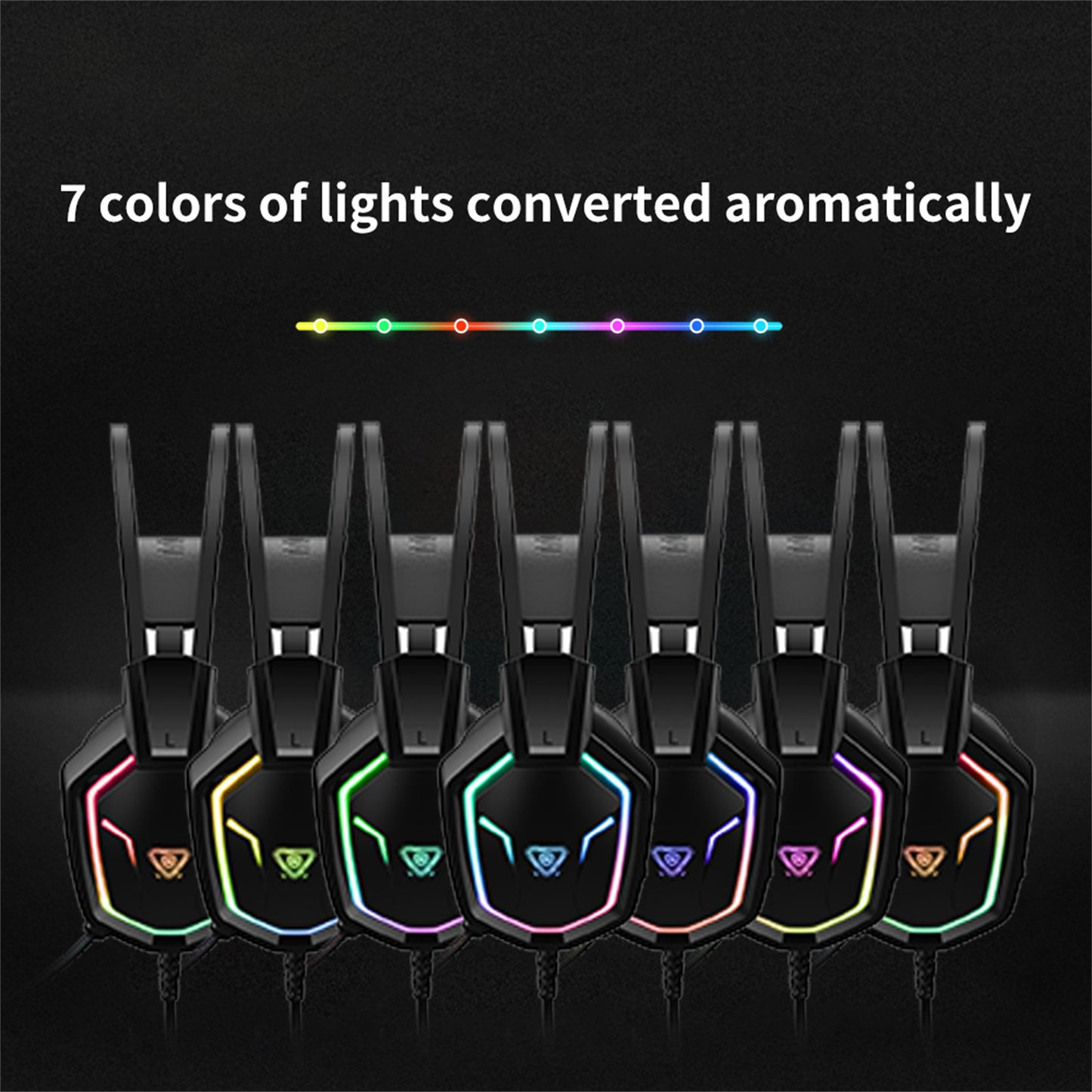 7.1 Surround RGB Gaming Headset Automatic Adjustment Headband Rainbow Light