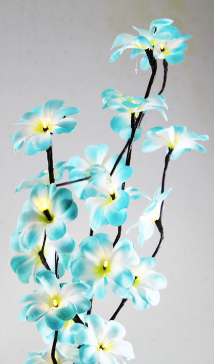 1 Set of 50cm H 20 LED Blue Frangipani Tree Branch Stem Fairy Light Wedding Event Party Function Table Vase Centrepiece Tropical Decoration