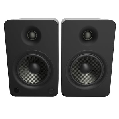 Kanto YU6 200W Powered Bookshelf Speakers with Bluetooth and Phono Preamp - Pair, Matte Black with S6 Black Stand Bundle