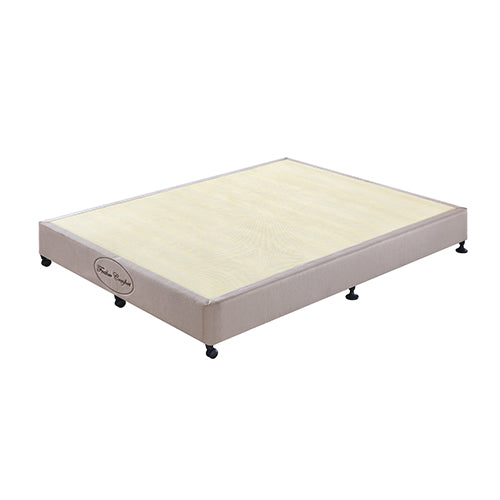 Mattress Base Ensemble Queen Size Solid Wooden Slat in Beige with Removable Cover