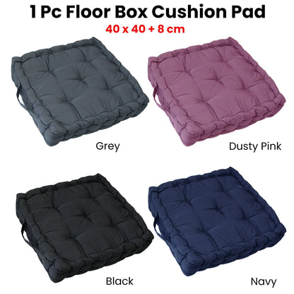 1 Pc Floor Box Cushion Pad 40 x 40+ 8 cm Grey