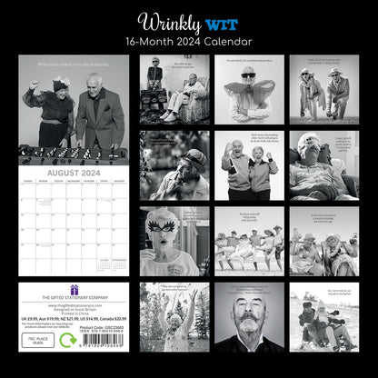 Wrinkly Wit - 2024 Square Wall Calendar 16 Months Funny Planner New Year Gift