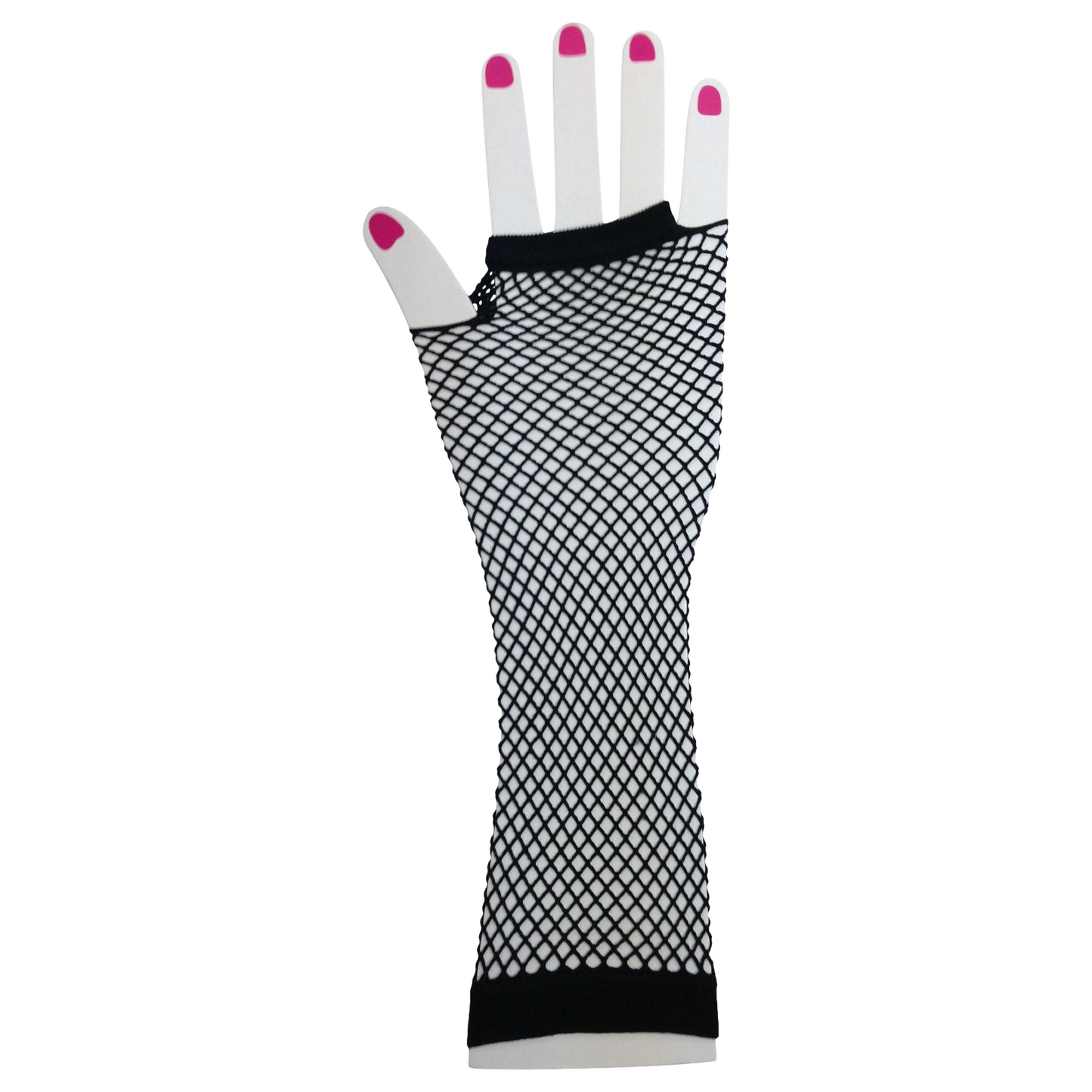 FISHNET GLOVES Fingerless Elbow Length 70s 80s Womens Costume Party Dance - Black - One Size