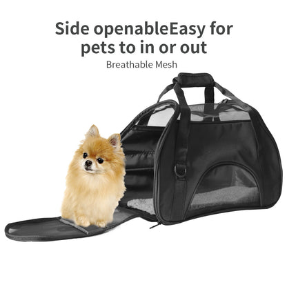 Ondoing Black Portable Pet Carrier Tote Travel Bag Kennel Soft Dog Crate Cage Outdoor