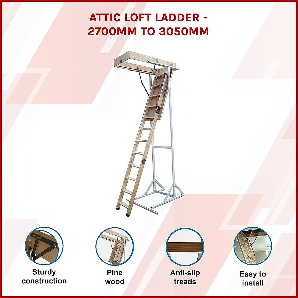 Attic Loft Ladder - 2700mm to 3050mm