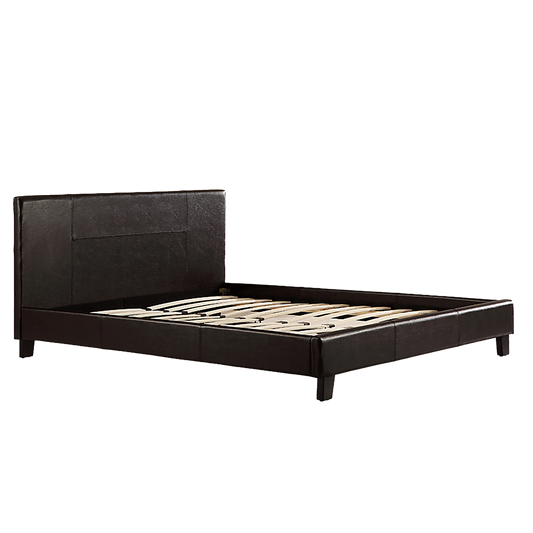 Queen PU Leather Bed Frame Brown