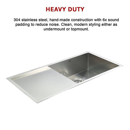 960x450mm Handmade Stainless Steel Undermount / Topmount Kitchen Sink with Waste