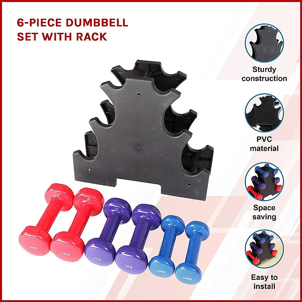 6-Piece Dumbbell Set with Rack