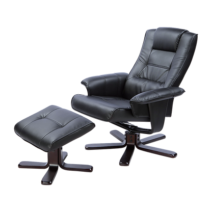 PU Leather Massage Chair Recliner Ottoman Lounge Remote