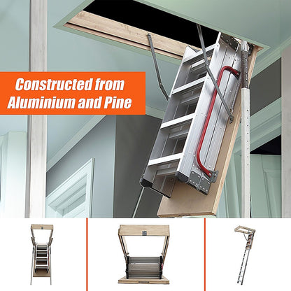 Deluxe Aluminium Attic Loft Ladder - 2700mm to 3050mm