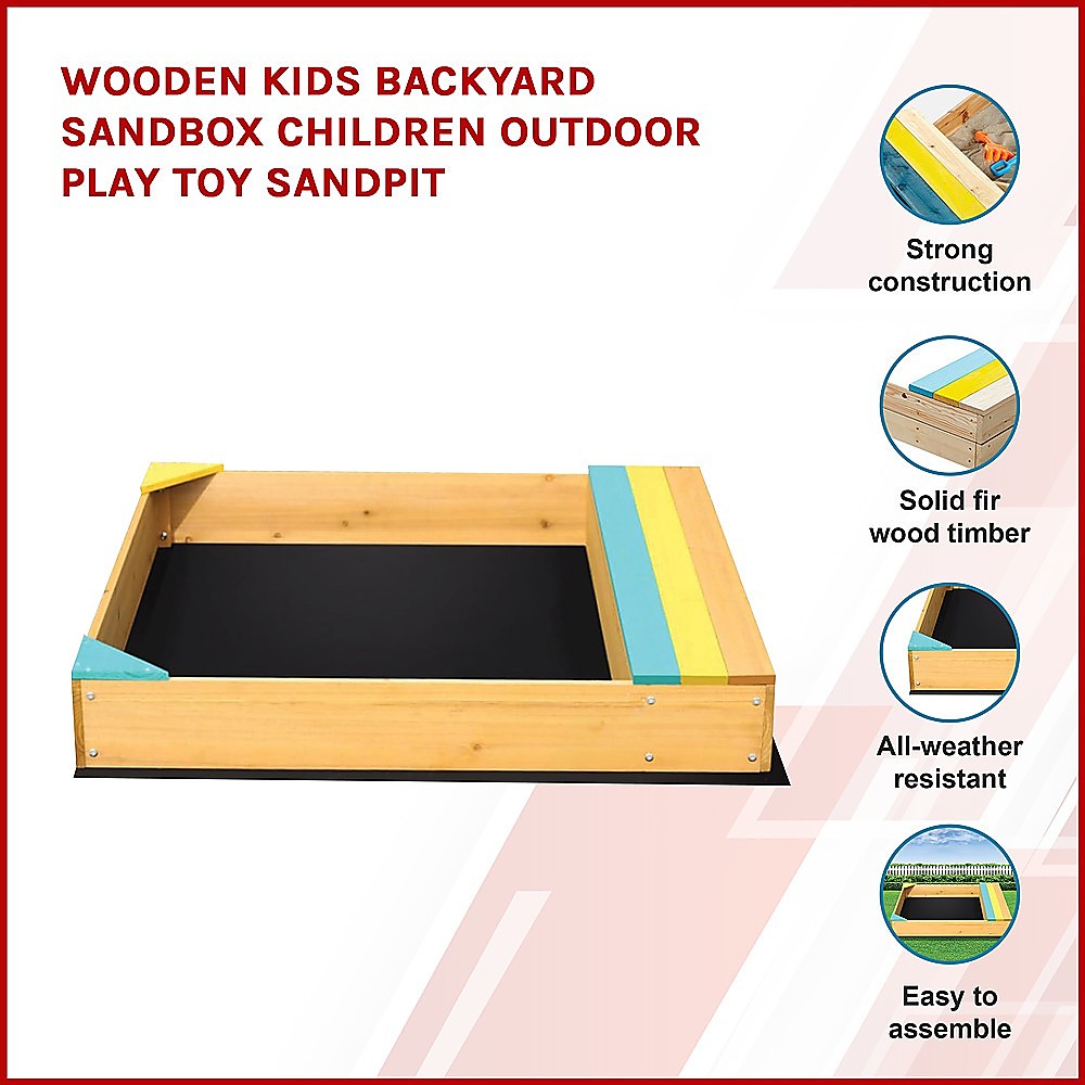 Wooden Kids Backyard Sandbox Children Outdoor Play Toy Sandpit