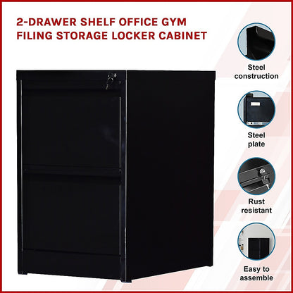 2-Drawer Shelf Office Gym Filing Storage Locker Cabinet