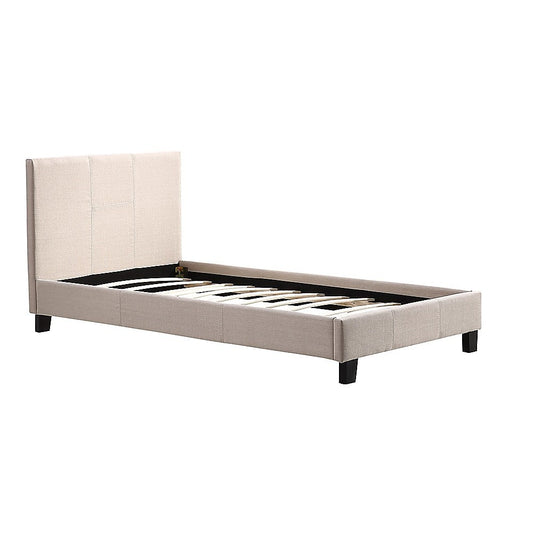 Single Linen Fabric Bed Frame Beige