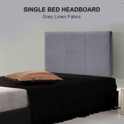 Linen Fabric Single Bed Headboard Bedhead - Grey