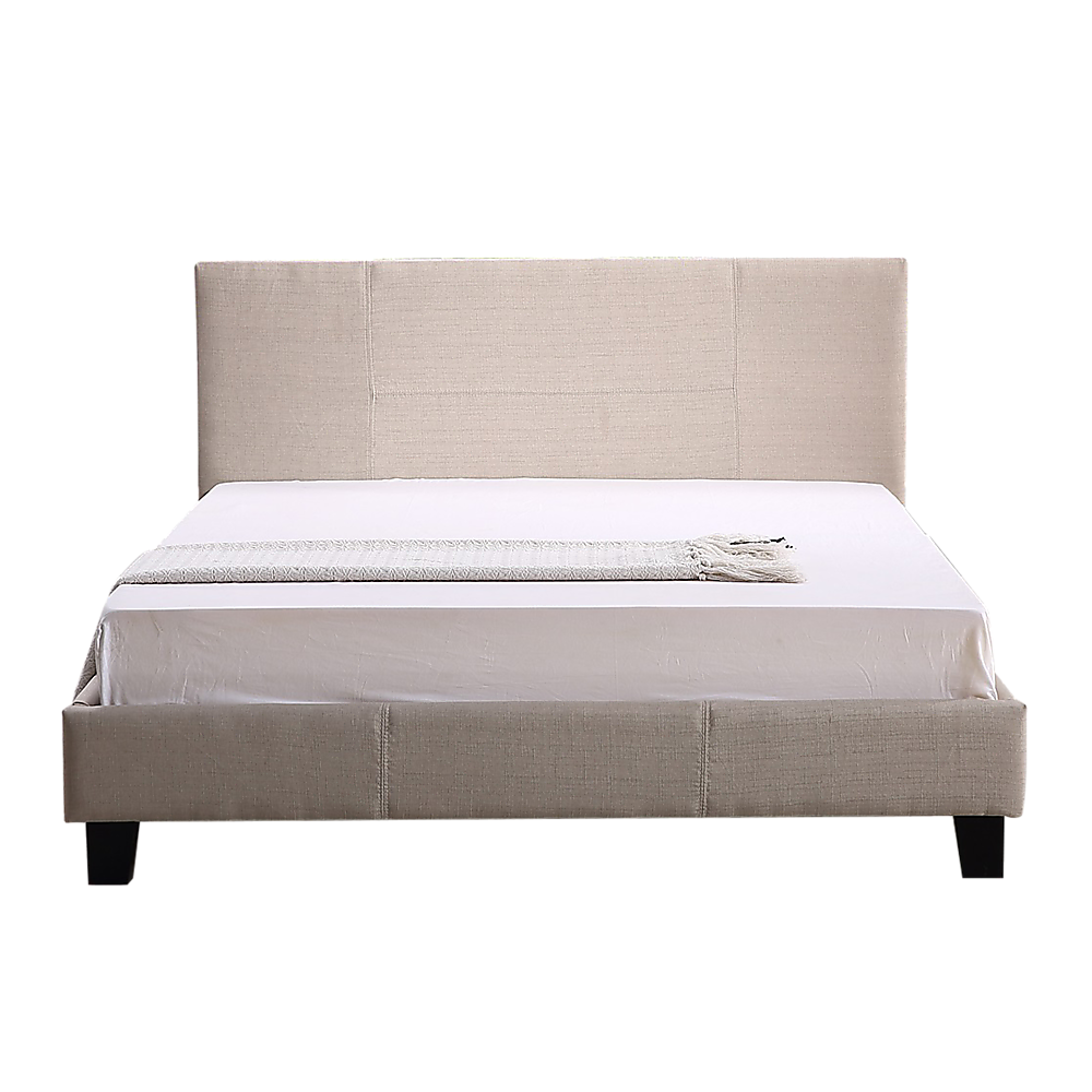 Double Linen Fabric Bed Frame Beige