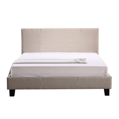 Double Linen Fabric Bed Frame Beige