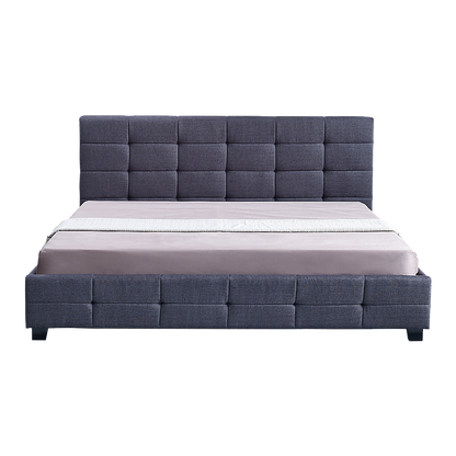 Linen Fabric King Deluxe Bed Frame Grey