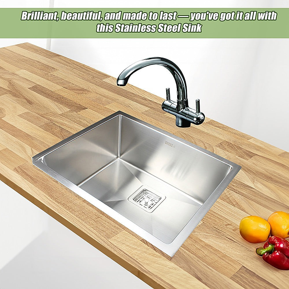 550x455mm Handmade 1.5mm Stainless Steel Undermount / Topmount Kitchen Sink with Square Waste