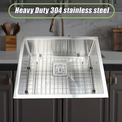 550x455mm Handmade 1.5mm Stainless Steel Undermount / Topmount Kitchen Sink with Square Waste