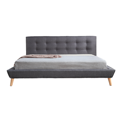 King Linen Fabric Deluxe Bed Frame Grey