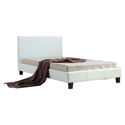 King Single PU Leather Bed Frame White