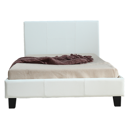 King Single PU Leather Bed Frame White