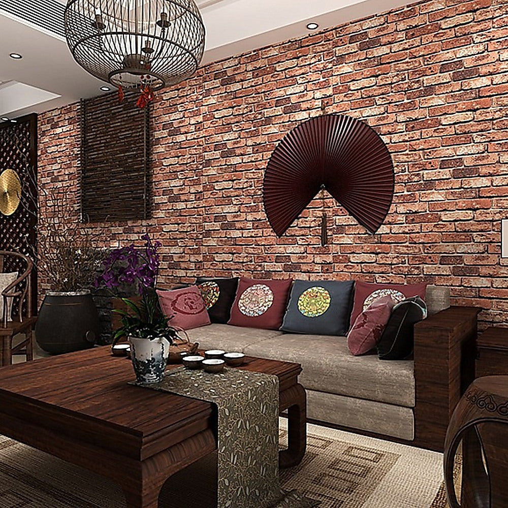 10m 3D Red Brick Print Theme Wallpaper