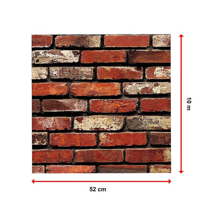 10m 3D Red Brick Print Theme Wallpaper