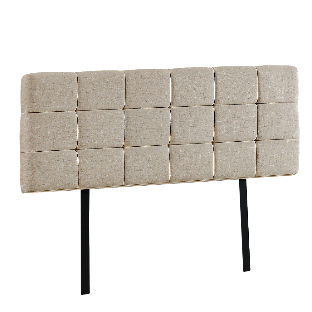 Linen Fabric Queen Bed Deluxe Headboard Bedhead - Beige