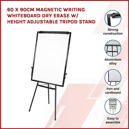 60 x 90cm Magnetic Writing Whiteboard Dry Erase w/ Height Adjustable Tripod Stand