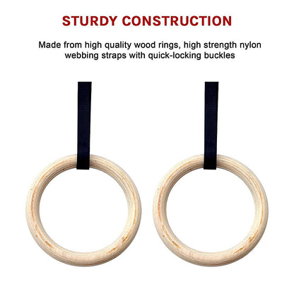 32mm Wooden Gymnastic Rings Olympic Gym Rings Strength Training