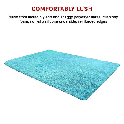 230x200cm Floor Rugs Large Shaggy Rug Area Carpet Bedroom Living Room Mat - Turquoise