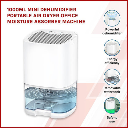 1000ML Mini Dehumidifier Portable Air Dryer Office Moisture Absorber Machine