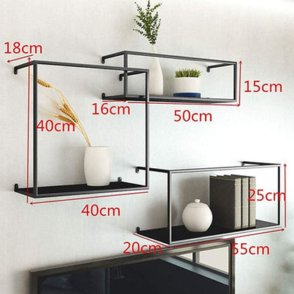 Floating Shelves Retro Industrial Ledge Black Metal Display Stand