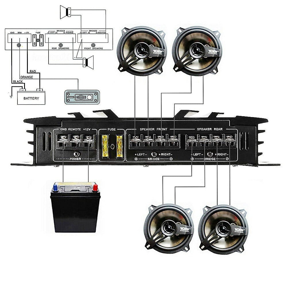 5800W Watt 4 Channel Car Truck Amplifier Stereo Audio Speaker Amp System Device