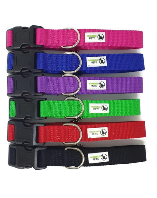 100% Pure Bamboo Fibre Dog Collar Plastic Buckle - Moondidley Pets Large Black