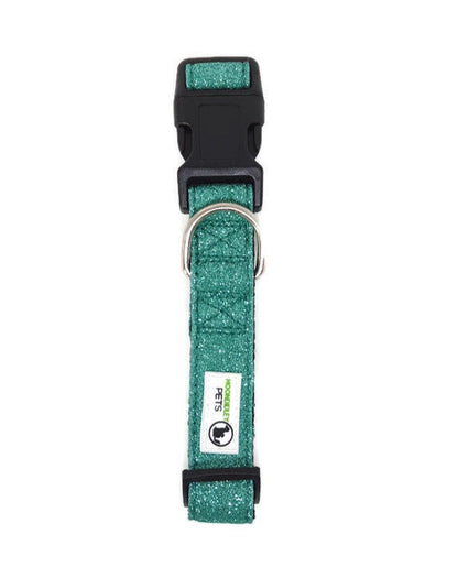 Bling Glitter Overlay Nylon Dog Collar Breakaway Buckle - Moondidley Pets X- Small Turquoise